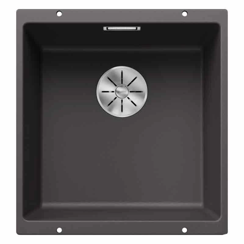 Blanco SUBLINE 400-U 1 Bowl Undermount Silgranit Kitchen Sink With Manual InFino Waste - Rock Grey - 523423