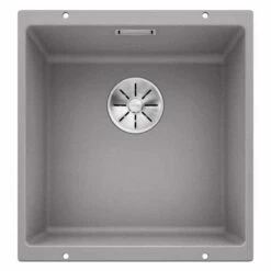 Blanco SUBLINE 400-U 1 Bowl Undermount Silgranit Kitchen Sink With Manual InFino Waste - Alumetallic - 523424