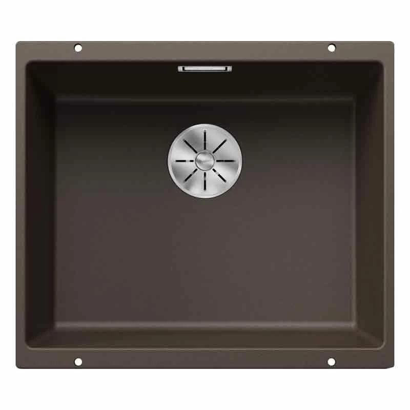 Blanco SUBLINE 500-U 1 Bowl Undermount Silgranit Kitchen Sink With Manual InFino Waste - Coffee - 523441