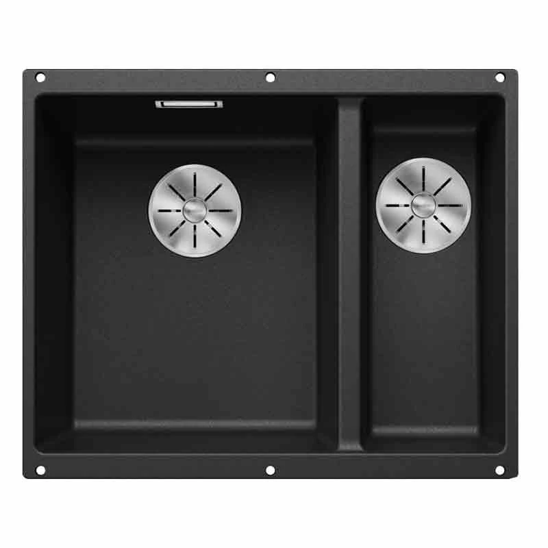 Blanco SUBLINE 340/160-U 1.5 Bowl Undermount Silgranit Kitchen Sink With Manual InFino Waste - Anthracite - 523548 - Image 2