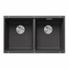 Blanco SUBLINE 350/350-U 2 Bowl Undermount Silgranit Kitchen Sink With Manual InFino Waste - Rock Grey - 523575