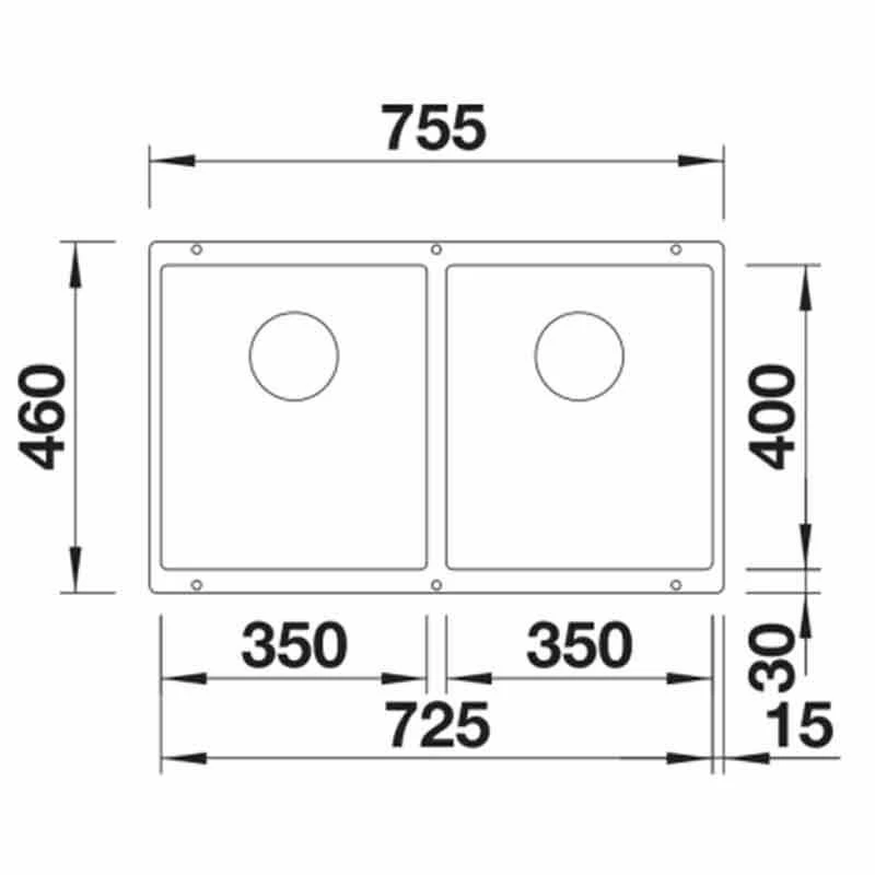 Blanco SUBLINE 350/350-U 2 Bowl Undermount Silgranit Kitchen Sink With Manual InFino Waste - Rock Grey - 523575 - Image 2