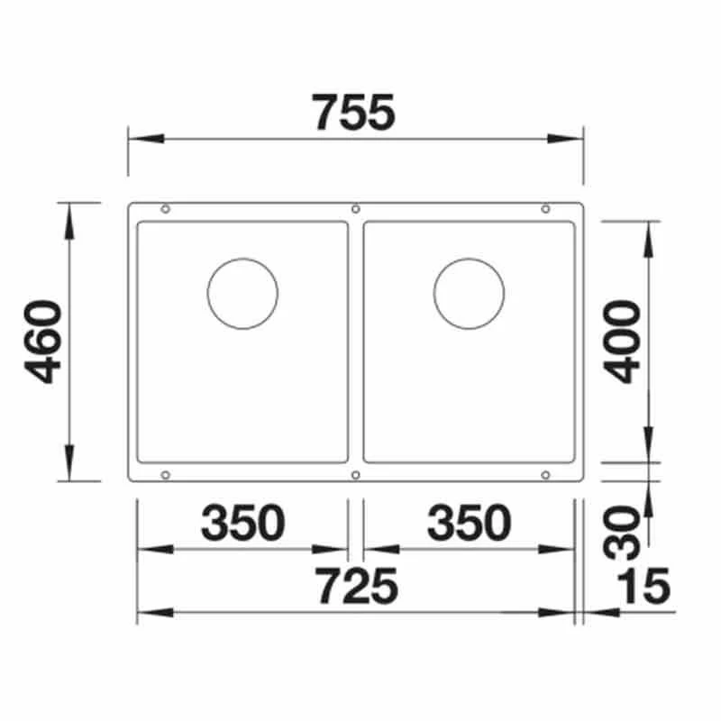 Blanco SUBLINE 350/350-U 2 Bowl Undermount Silgranit Kitchen Sink With Manual InFino Waste - Tartufo - 523581 - Image 2