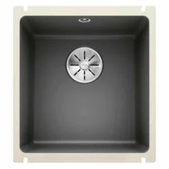 Blanco SUBLINE 375-U 1 Bowl Undermount Ceramic Kitchen Sink With Manual InFino Waste - Basalt - 523731