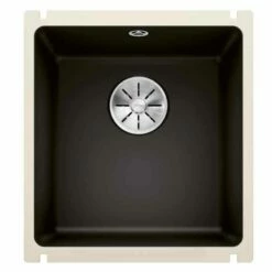 Blanco SUBLINE 375-U 1 Bowl Undermount Ceramic Kitchen Sink With Manual InFino Waste - Black - 523732