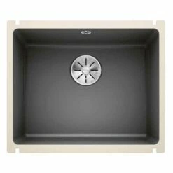 Blanco SUBLINE 500-U 1 Bowl Undermount Ceramic Kitchen Sink With Manual InFino Waste - Basalt - 523739