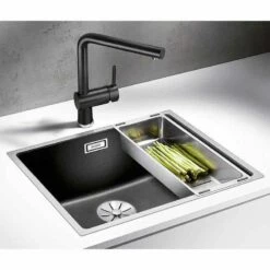 Blanco SUBLINE 500-IF SteelFrame 1 Bowl Inset Silgranit Kitchen Sink With Manual InFino Waste - Anthracite - 524107