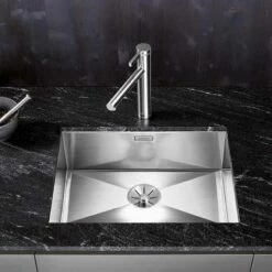 Blanco ZEROX 550-U 1 Bowl Undermount Stainless Steel Kitchen Sink With Manual InFino Waste - Satin Polish - 521591