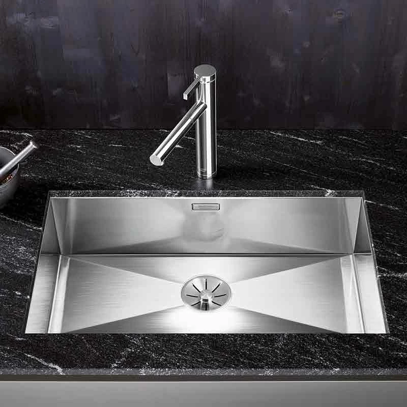 Blanco ZEROX 700-U 1 Bowl Undermount Stainless Steel Kitchen Sink With Manual InFino Waste - Satin Polish - 521593