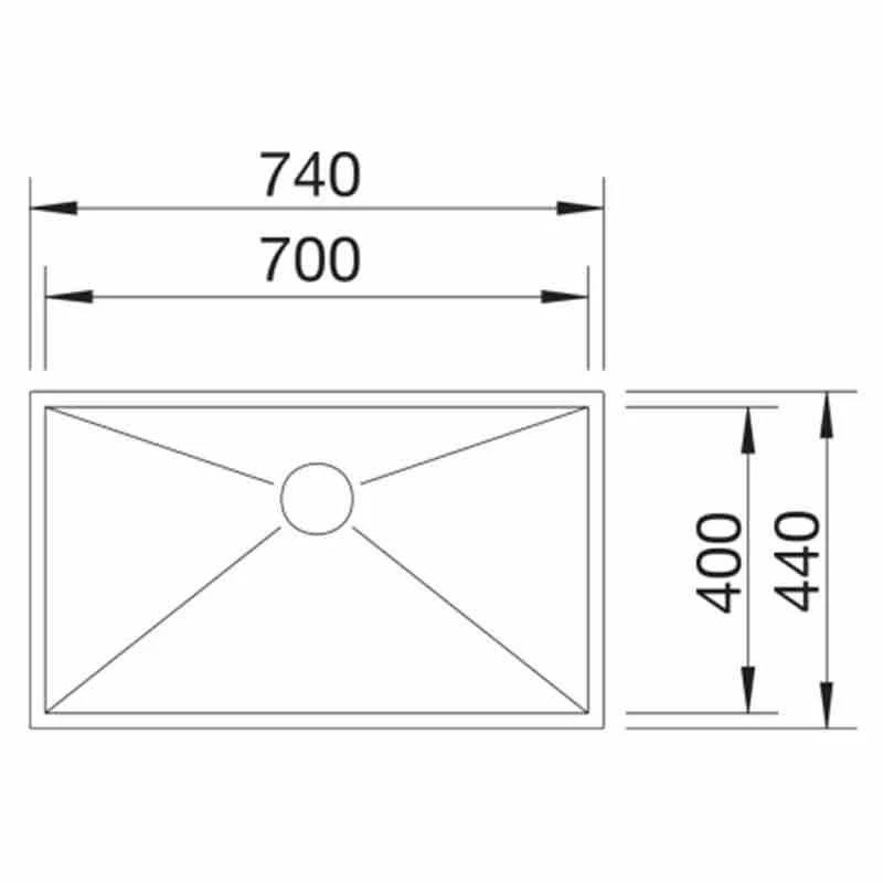 Blanco ZEROX 700-U 1 Bowl Undermount Stainless Steel Kitchen Sink With Manual InFino Waste - Satin Polish - 521593 - Image 3
