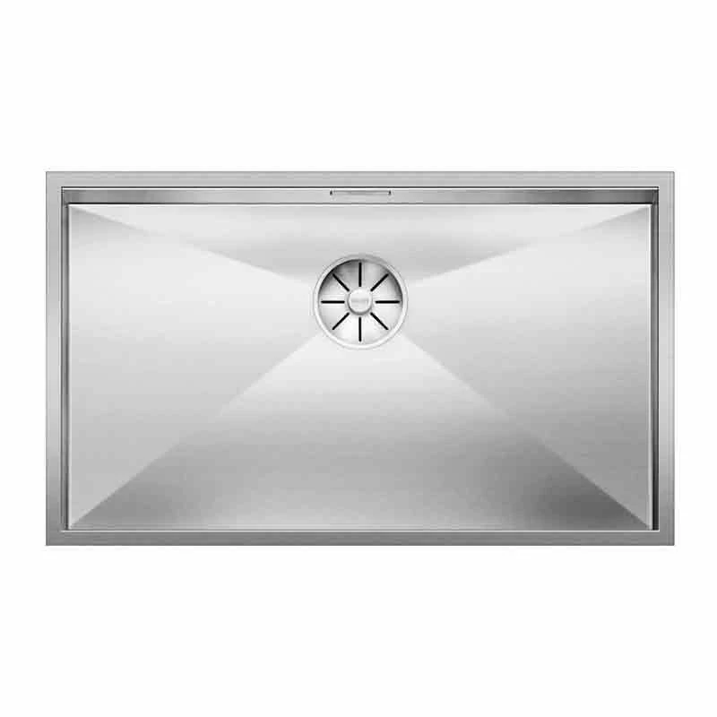 Blanco ZEROX 700-U 1 Bowl Undermount Stainless Steel Kitchen Sink With Manual InFino Waste - Satin Polish - 521593 - Image 2