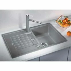 Blanco ZIA 45 S 1 Bowl Inset Silgranit Reversible Kitchen Sink - Alumetallic - 514725