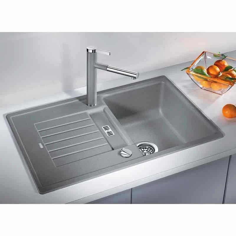 Blanco ZIA 45 S 1 Bowl Inset Silgranit Reversible Kitchen Sink - Alumetallic - 514725