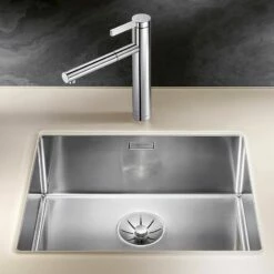 Blanco CLARON 500-U 1 Bowl Undermount Stainless Steel Kitchen Sink With Manual InFino Waste - Satin Polish - 521577