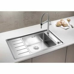 Blanco ANDANO XL 6 S-IF Compact 1 Bowl Inset Stainless Steel Kitchen Sink With Remote Control InFino Drain System - Satin Polish - 523002