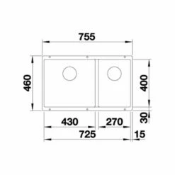 Blanco SUBLINE 430/270-U LH Silgranit 1.5 Bowl Undermount Kitchen Sink With Manual InFino Waste - Coffee - 523160