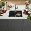 Blanco ETAGON 500-U Silgranit 1 Bowl Undermount Kitchen Sink With Manual InFino Waste - Black - 525887