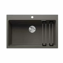 Blanco ETAGON 8 Silgranit 1 Bowl Inset Kitchen Sink With Manual InFino Waste - Volcano Grey - 527262