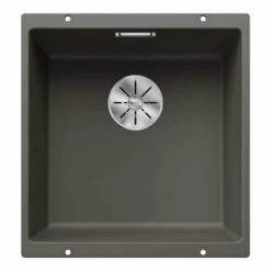 Blanco SUBLINE 400-U Silgranit 1 Bowl Undermount Kitchen Sink With Manual InFino Waste - Volcano Grey - 527349