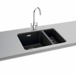 Carron Phoenix Haven 150-16 1.5 Bowl Undermount Kitchen Sink - Matt Black - 125.0696.034