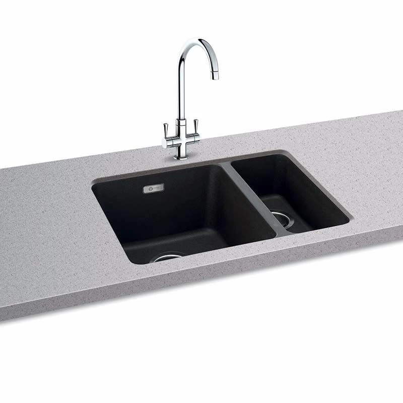 Carron Phoenix Haven 150-16 1.5 Bowl Undermount Kitchen Sink - Matt Black - 125.0696.034