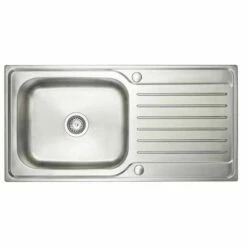 Prima Deep 1 Bowl & Drainer Inset Polished Steel Kitchen Sink - CPR030