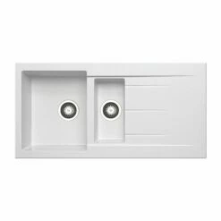 Prima+ Granite 1.5 Bowl & Drainer Inset Sink - White - CPR323