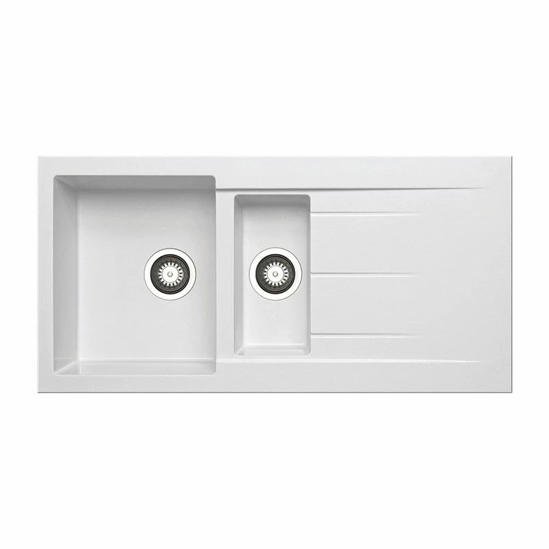 Prima+ Granite 1.5 Bowl & Drainer Inset Sink - White - CPR323