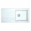 Prima 1 Bowl & Drainer Reversible Inset Ceramic Kitchen Sink - White - CPR412