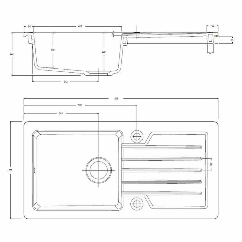 Prima 1 Bowl & Drainer Reversible Inset Ceramic Kitchen Sink - White - CPR412 - Image 2