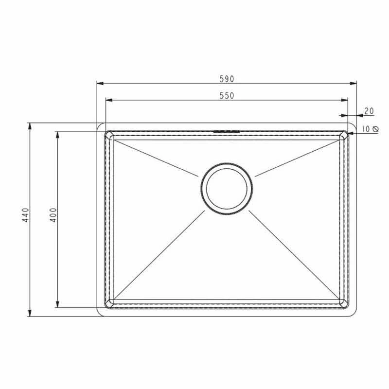 Prima+ Large 1 Bowl R10 Inset/Undermount Stainless Steel Kitchen Sink - CPR522 - Image 2
