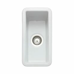 Rangemaster Rustique 234x460 0.5 Bowl Fire Clay Ceramic Kitchen Sink - White - CRUB1740WH/