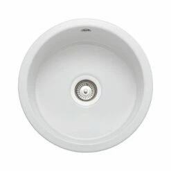Rangemaster Rustique 445x445 1 Bowl Fire Clay Ceramic Kitchen Sink - White - CRUB385WH/