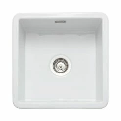 Rangemaster Rustique 462x462 1 Bowl Fire Clay Ceramic Kitchen Sink - White - CRUB4040WH/