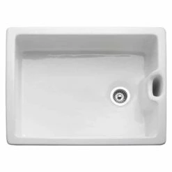Rangemaster Farmhouse Belfast 1 Bowl Fire Clay Ceramic Kitchen Sink - White - CFBL595WH/