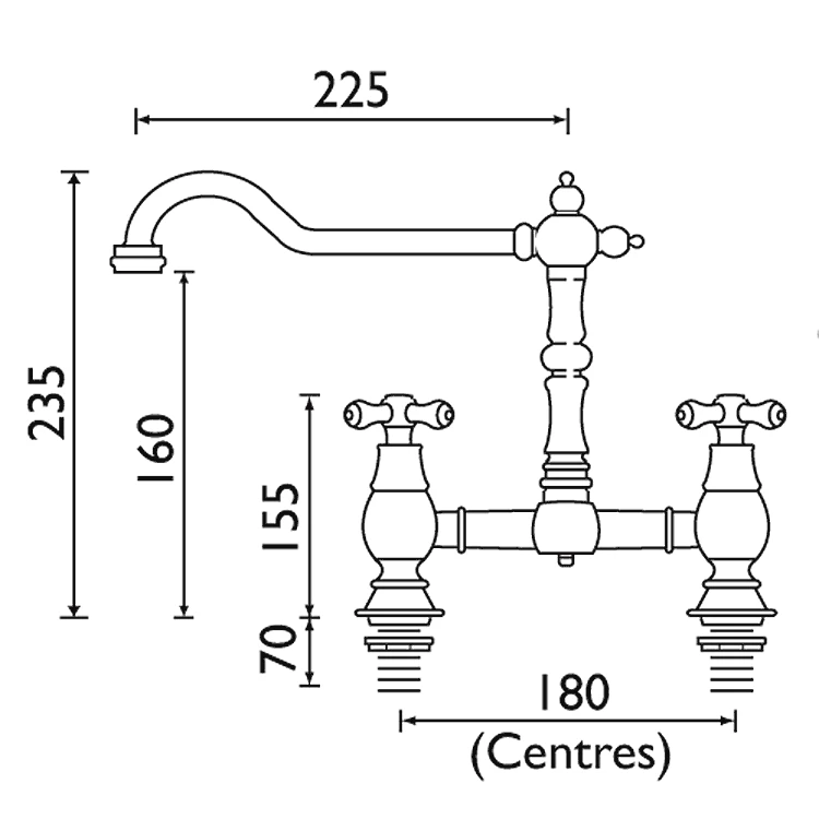Bristan Colonial Bridge Sink Mixer Antique Bronze - K BRSNK ABRZ - Image 2