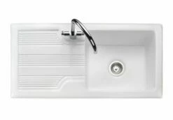 Rangemaster Portland 1 Bowl Fire Clay Ceramic Kitchen Sink - White - CPL10101WH/