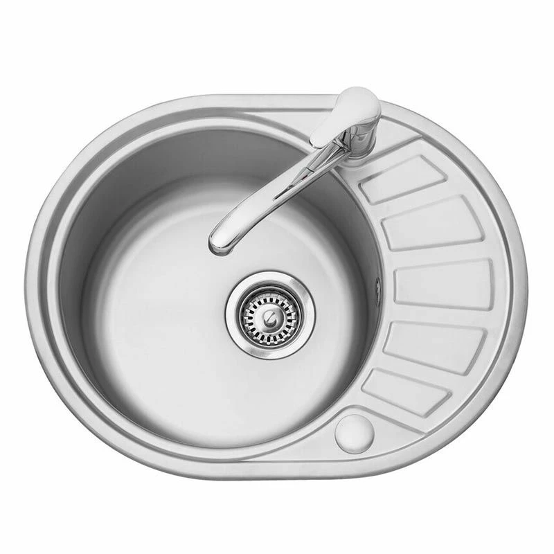 Leisure Compact Round 1 Bowl Inset Kitchen Sink - 1 TH - Satin Stainless Steel - CPTRD580/ - Image 2