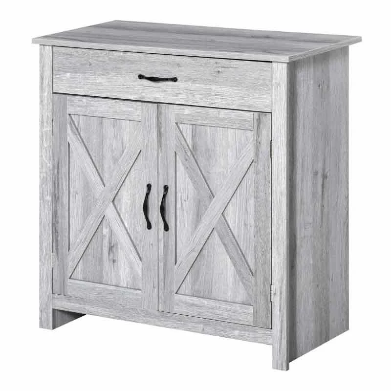 HOMCOM Farmhouse Style Sideboard Storage Unit - Grey Grain - 835-468 - Image 2