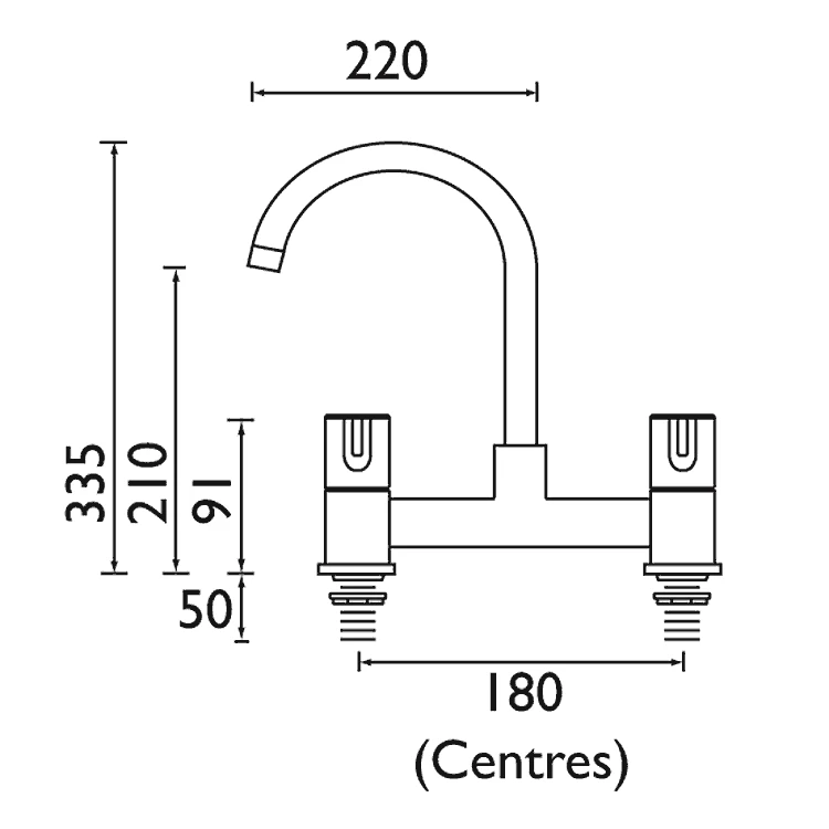 Bristan Design Utility Lever Deck Sink Mixer Chrome - DUL DSM C - Image 2