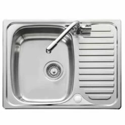 Leisure Euroline 1 Bowl Inset Kitchen Sink With Reversible Drainer - Satin Stainless Steel - EL6501/NC