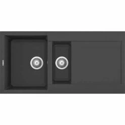 Reginox EASY 475 Elleci 1.5 Bowl Granite Kitchen Sink - Black - EASY 475 B