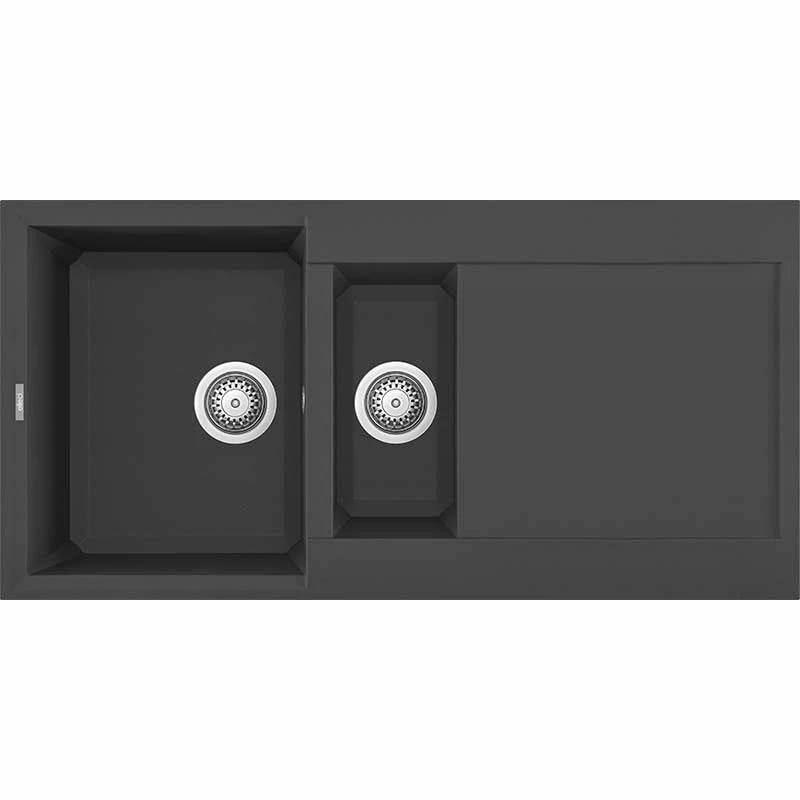 Reginox EASY 475 Elleci 1.5 Bowl Granite Kitchen Sink - Black - EASY 475 B