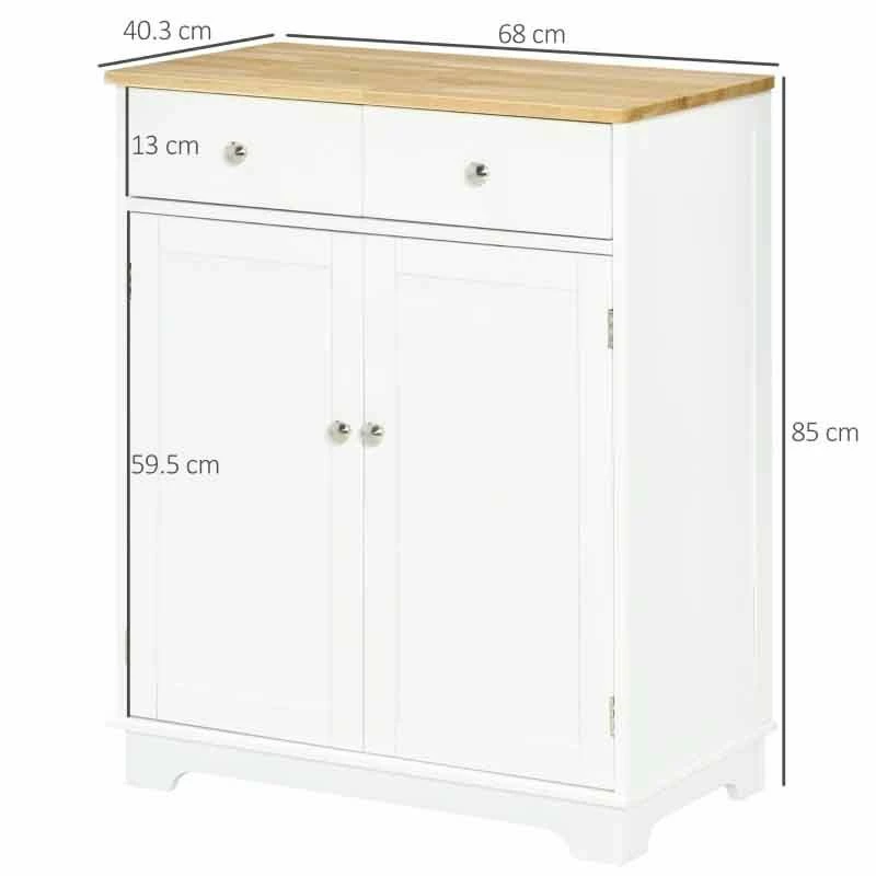HOMCOM Wooden Top Sideboard Storage Unit - White - 835-144 - Image 2