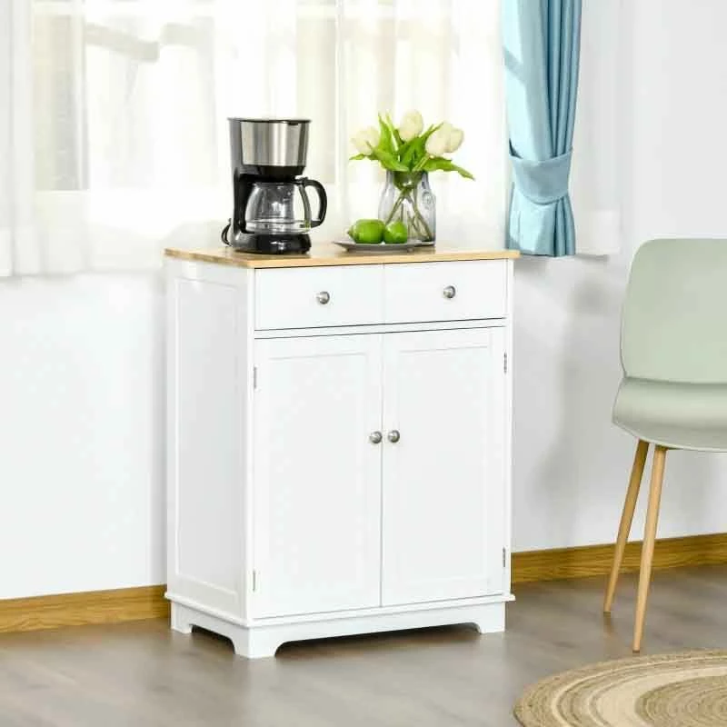 HOMCOM Wooden Top Sideboard Storage Unit - White - 835-144 - Image 3