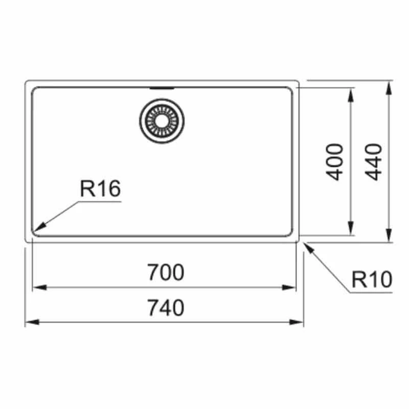 Franke Maris 1 Bowl Undermount Kitchen Sink MRX 110 70 - Stainless Steel - 122.0531.911 - Image 3
