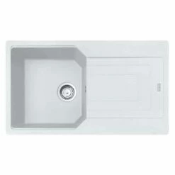 Franke Urban 1 Bowl Inset Fragranite Kitchen Sink Reversible UBG 611-86 - Polar White - 114.0689.377