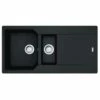 Franke Urban 1.5 Bowl Inset Fragranite Kitchen Sink Reversible UBG 651 - Matt Black & Colourline Waste - 114.0689.390