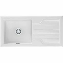 Franke Galassia 1 Bowl Ceramic Inset Kitchen Sink With Reversible Drainer GAK 611-101 - White - 124.0305.163