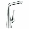 Hansgrohe Metris M71 EcoSmart Single Lever Kitchen Mixer Tap 320 With Pull-Out Spout Single Spray Mode - Chrome - 14781000